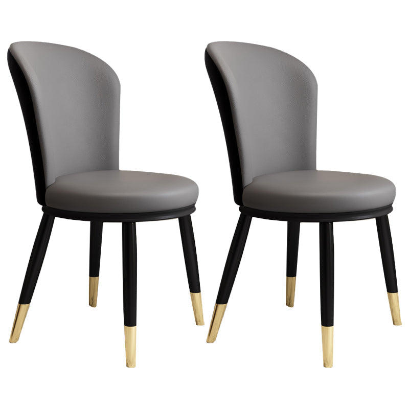 Scandinavian Home Side Chair Metal Wingback Upholstered Dining Room Chair Dark Gray 2 Piece Set Clearhalo ' kitchen&dining_furn' 'Dining Chairs' 'Dining Tables & Seating' 'dining_chair' 'furn' 'furn_dining_chair' 'Furniture' 'furniture_dining_chair' 'Kitchen & Dining Furniture' 'kitchen' 3885828