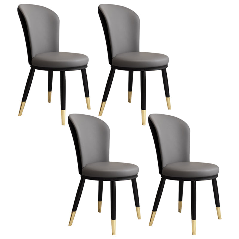 Scandinavian Home Side Chair Metal Wingback Upholstered Dining Room Chair Dark Gray 4 Piece Set Clearhalo ' kitchen&dining_furn' 'Dining Chairs' 'Dining Tables & Seating' 'dining_chair' 'furn' 'furn_dining_chair' 'Furniture' 'furniture_dining_chair' 'Kitchen & Dining Furniture' 'kitchen' 3885830