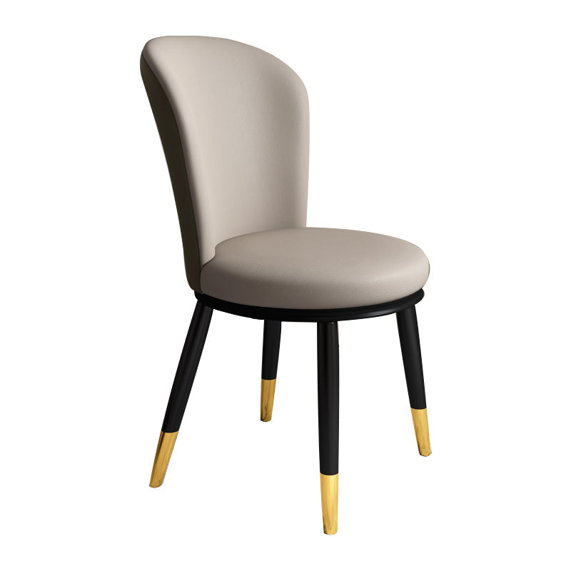 Scandinavian Home Side Chair Metal Wingback Upholstered Dining Room Chair Light Gray 1 Piece Clearhalo ' kitchen&dining_furn' 'Dining Chairs' 'Dining Tables & Seating' 'dining_chair' 'furn' 'furn_dining_chair' 'Furniture' 'furniture_dining_chair' 'Kitchen & Dining Furniture' 'kitchen' 3885832