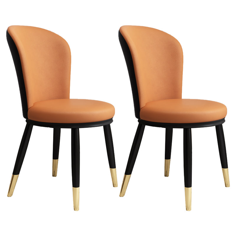 Scandinavian Home Side Chair Metal Wingback Upholstered Dining Room Chair Orange 2 Piece Set Clearhalo ' kitchen&dining_furn' 'Dining Chairs' 'Dining Tables & Seating' 'dining_chair' 'furn' 'furn_dining_chair' 'Furniture' 'furniture_dining_chair' 'Kitchen & Dining Furniture' 'kitchen' 3885838