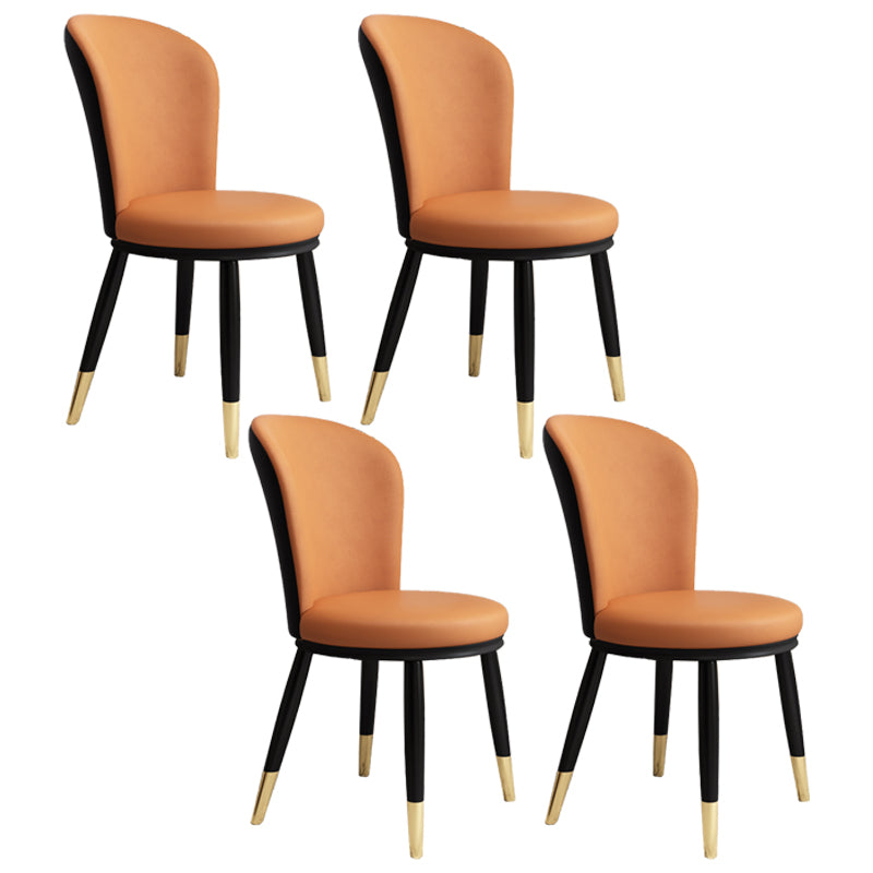 Scandinavian Home Side Chair Metal Wingback Upholstered Dining Room Chair Orange 4 Piece Set Clearhalo ' kitchen&dining_furn' 'Dining Chairs' 'Dining Tables & Seating' 'dining_chair' 'furn' 'furn_dining_chair' 'Furniture' 'furniture_dining_chair' 'Kitchen & Dining Furniture' 'kitchen' 3885839
