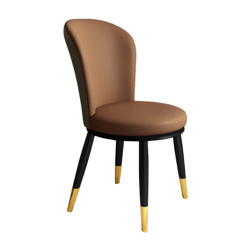 Scandinavian Home Side Chair Metal Wingback Upholstered Dining Room Chair Brown 1 Piece Clearhalo ' kitchen&dining_furn' 'Dining Chairs' 'Dining Tables & Seating' 'dining_chair' 'furn' 'furn_dining_chair' 'Furniture' 'furniture_dining_chair' 'Kitchen & Dining Furniture' 'kitchen' 3885840