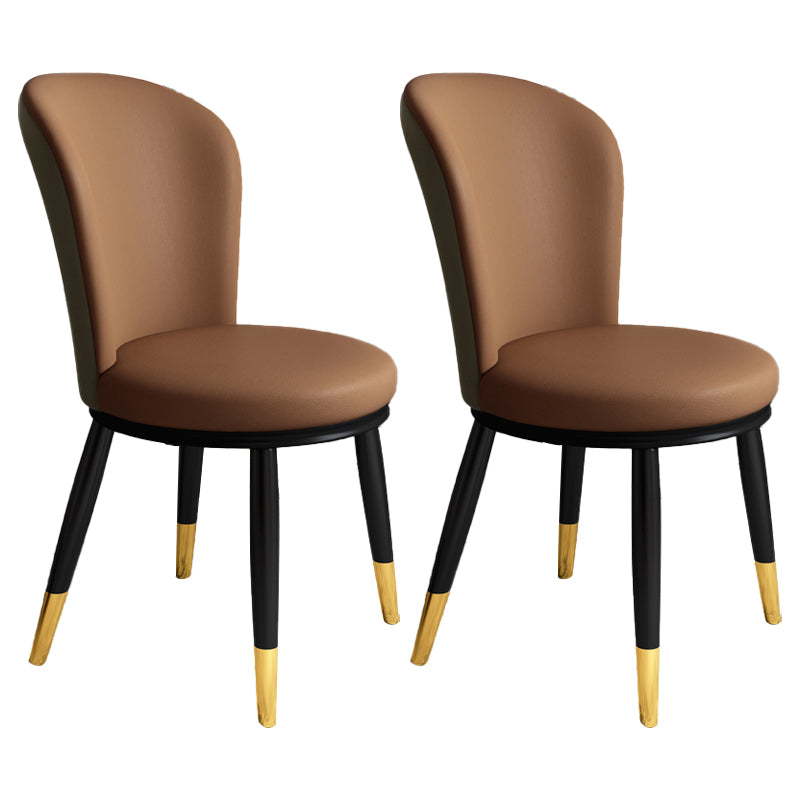 Scandinavian Home Side Chair Metal Wingback Upholstered Dining Room Chair Brown 2 Piece Set Clearhalo ' kitchen&dining_furn' 'Dining Chairs' 'Dining Tables & Seating' 'dining_chair' 'furn' 'furn_dining_chair' 'Furniture' 'furniture_dining_chair' 'Kitchen & Dining Furniture' 'kitchen' 3885841