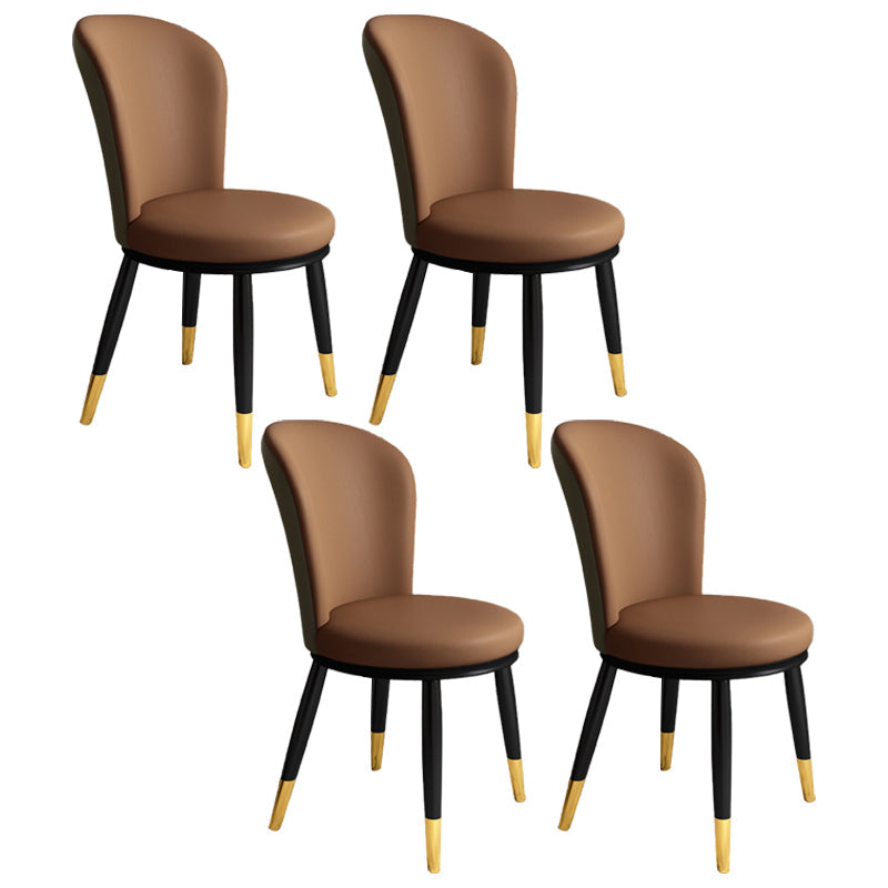 Scandinavian Home Side Chair Metal Wingback Upholstered Dining Room Chair Brown 4 Piece Set Clearhalo ' kitchen&dining_furn' 'Dining Chairs' 'Dining Tables & Seating' 'dining_chair' 'furn' 'furn_dining_chair' 'Furniture' 'furniture_dining_chair' 'Kitchen & Dining Furniture' 'kitchen' 3885842