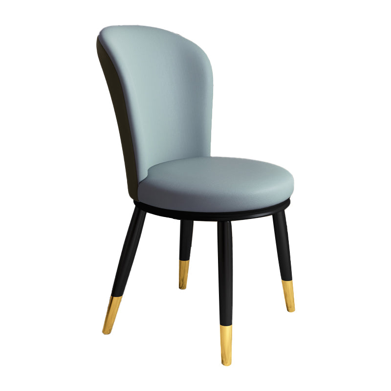 Scandinavian Home Side Chair Metal Wingback Upholstered Dining Room Chair Blue 1 Piece Clearhalo ' kitchen&dining_furn' 'Dining Chairs' 'Dining Tables & Seating' 'dining_chair' 'furn' 'furn_dining_chair' 'Furniture' 'furniture_dining_chair' 'Kitchen & Dining Furniture' 'kitchen' 3885843
