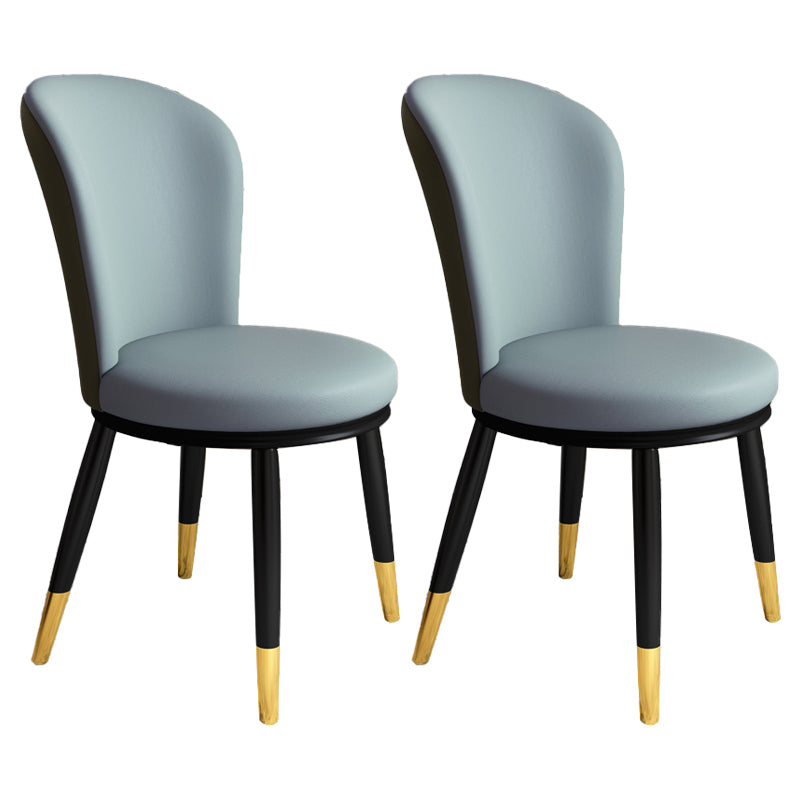 Scandinavian Home Side Chair Metal Wingback Upholstered Dining Room Chair Blue 2 Piece Set Clearhalo ' kitchen&dining_furn' 'Dining Chairs' 'Dining Tables & Seating' 'dining_chair' 'furn' 'furn_dining_chair' 'Furniture' 'furniture_dining_chair' 'Kitchen & Dining Furniture' 'kitchen' 3885844