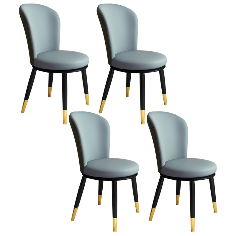 Scandinavian Home Side Chair Metal Wingback Upholstered Dining Room Chair Blue 4 Piece Set Clearhalo ' kitchen&dining_furn' 'Dining Chairs' 'Dining Tables & Seating' 'dining_chair' 'furn' 'furn_dining_chair' 'Furniture' 'furniture_dining_chair' 'Kitchen & Dining Furniture' 'kitchen' 3885845