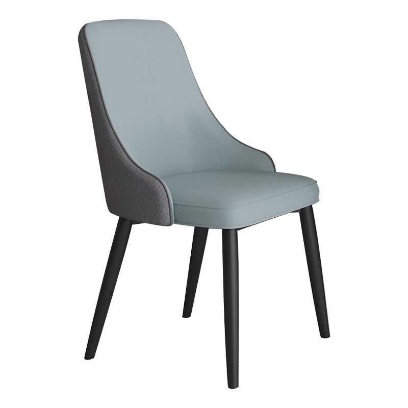 Scandinavian Home Side Chair Metal Wingback Upholstered Dining Room Chair Blue-Gray 1 Piece Clearhalo ' kitchen&dining_furn' 'Dining Chairs' 'Dining Tables & Seating' 'dining_chair' 'furn' 'furn_dining_chair' 'Furniture' 'furniture_dining_chair' 'Kitchen & Dining Furniture' 'kitchen' 3885846