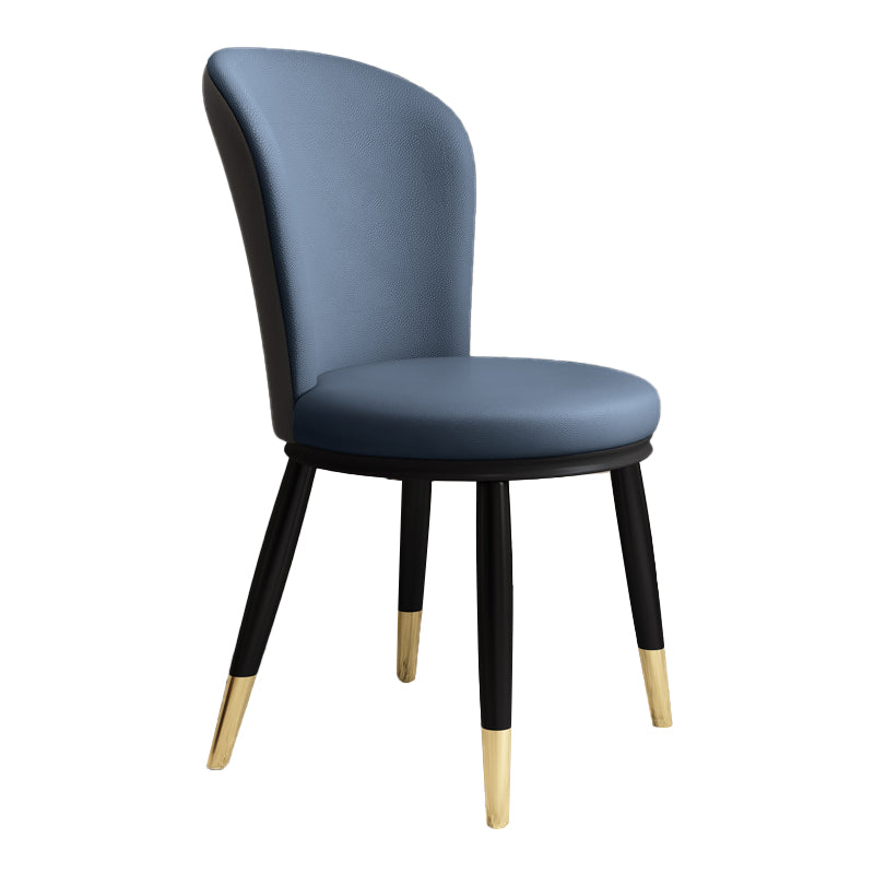 Scandinavian Home Side Chair Metal Wingback Upholstered Dining Room Chair Dark Blue 1 Piece Clearhalo ' kitchen&dining_furn' 'Dining Chairs' 'Dining Tables & Seating' 'dining_chair' 'furn' 'furn_dining_chair' 'Furniture' 'furniture_dining_chair' 'Kitchen & Dining Furniture' 'kitchen' 3885849