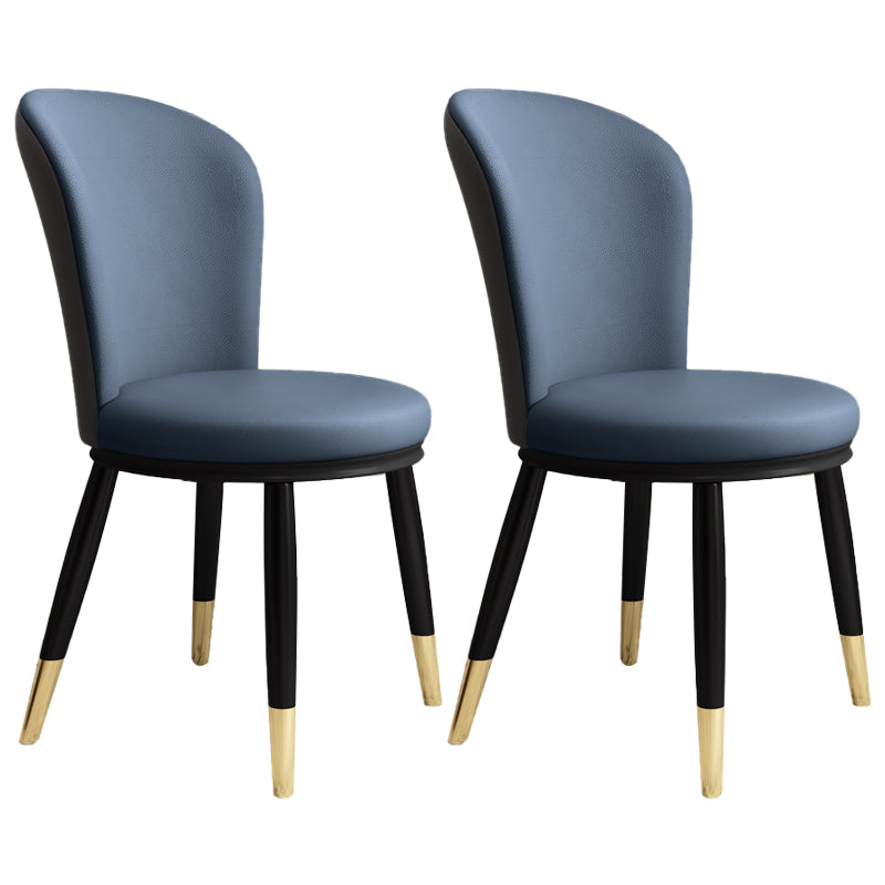 Scandinavian Home Side Chair Metal Wingback Upholstered Dining Room Chair Dark Blue 2 Piece Set Clearhalo ' kitchen&dining_furn' 'Dining Chairs' 'Dining Tables & Seating' 'dining_chair' 'furn' 'furn_dining_chair' 'Furniture' 'furniture_dining_chair' 'Kitchen & Dining Furniture' 'kitchen' 3885850