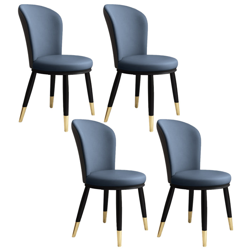 Scandinavian Home Side Chair Metal Wingback Upholstered Dining Room Chair Dark Blue 4 Piece Set Clearhalo ' kitchen&dining_furn' 'Dining Chairs' 'Dining Tables & Seating' 'dining_chair' 'furn' 'furn_dining_chair' 'Furniture' 'furniture_dining_chair' 'Kitchen & Dining Furniture' 'kitchen' 3885851