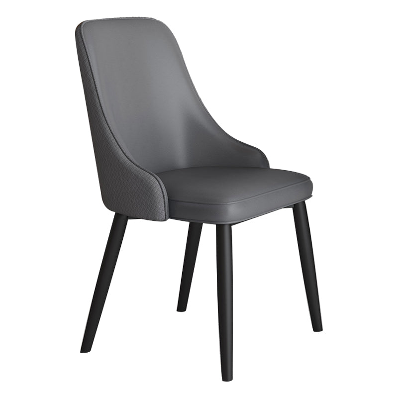 Scandinavian Home Side Chair Metal Wingback Upholstered Dining Room Chair Dark Gray-Black 1 Piece Clearhalo ' kitchen&dining_furn' 'Dining Chairs' 'Dining Tables & Seating' 'dining_chair' 'furn' 'furn_dining_chair' 'Furniture' 'furniture_dining_chair' 'Kitchen & Dining Furniture' 'kitchen' 3885852