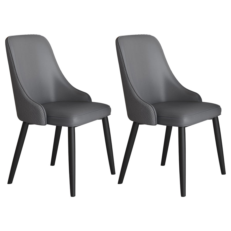Scandinavian Home Side Chair Metal Wingback Upholstered Dining Room Chair Dark Gray-Black 2 Piece Set Clearhalo ' kitchen&dining_furn' 'Dining Chairs' 'Dining Tables & Seating' 'dining_chair' 'furn' 'furn_dining_chair' 'Furniture' 'furniture_dining_chair' 'Kitchen & Dining Furniture' 'kitchen' 3885853