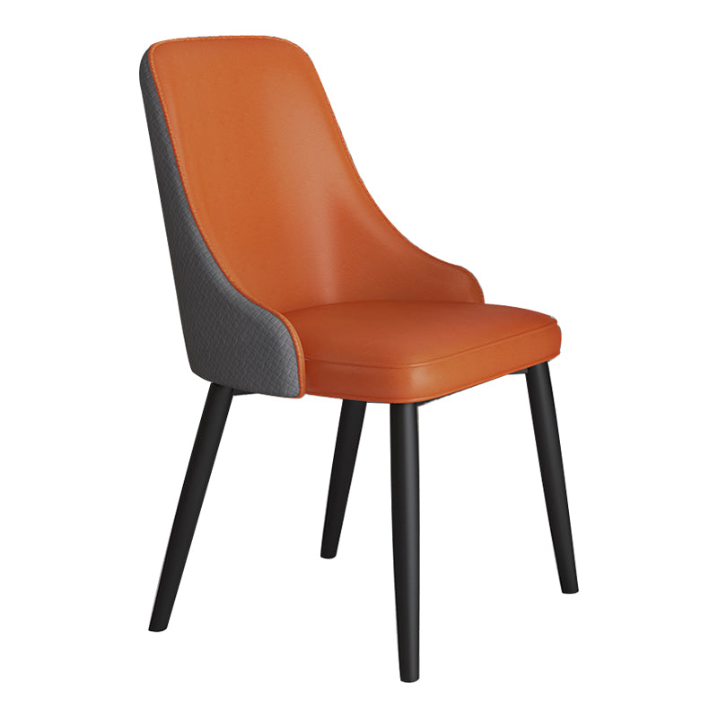 Scandinavian Home Side Chair Metal Wingback Upholstered Dining Room Chair Orange-Gray 1 Piece Clearhalo ' kitchen&dining_furn' 'Dining Chairs' 'Dining Tables & Seating' 'dining_chair' 'furn' 'furn_dining_chair' 'Furniture' 'furniture_dining_chair' 'Kitchen & Dining Furniture' 'kitchen' 3885855
