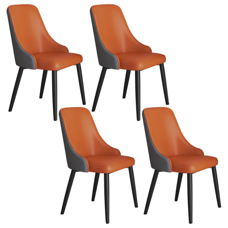 Scandinavian Home Side Chair Metal Wingback Upholstered Dining Room Chair Orange-Gray 4 Piece Set Clearhalo ' kitchen&dining_furn' 'Dining Chairs' 'Dining Tables & Seating' 'dining_chair' 'furn' 'furn_dining_chair' 'Furniture' 'furniture_dining_chair' 'Kitchen & Dining Furniture' 'kitchen' 3885857