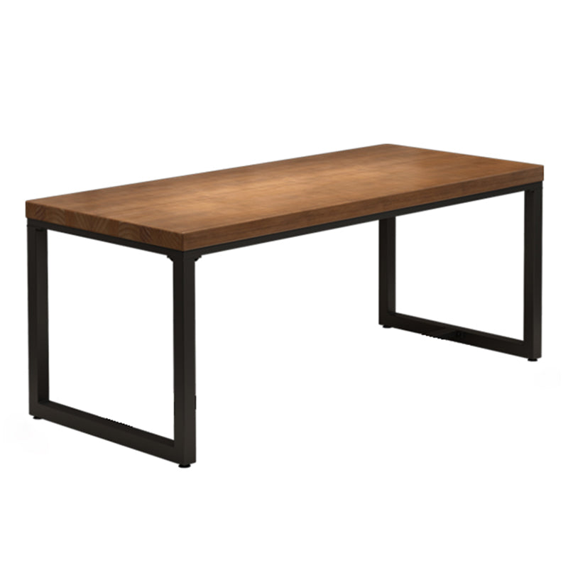 Industrial Brown Dining Table Rectangle Shape Solid Wood Dining Table with Double Pedestal Bases Without Chairs Clearhalo ' dining_table' 'Dining Tables & Seating' 'Dining Tables' 'furn' 'furn_dining_table' 'Furniture' 'furniture_dining_table' 'Kitchen & Dining Furniture' 'kitchen&dining_furn' 'kitchen' 'kitchen_dining_table' 3885909