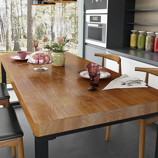 Industrial Brown Dining Table Rectangle Shape Solid Wood Dining Table with Double Pedestal Bases Clearhalo ' dining_table' 'Dining Tables & Seating' 'Dining Tables' 'furn' 'furn_dining_table' 'Furniture' 'furniture_dining_table' 'Kitchen & Dining Furniture' 'kitchen&dining_furn' 'kitchen' 'kitchen_dining_table' 3885911