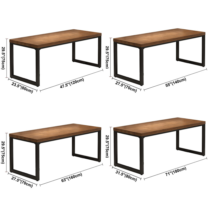 Industrial Brown Dining Table Rectangle Shape Solid Wood Dining Table with Double Pedestal Bases Clearhalo ' dining_table' 'Dining Tables & Seating' 'Dining Tables' 'furn' 'furn_dining_table' 'Furniture' 'furniture_dining_table' 'Kitchen & Dining Furniture' 'kitchen&dining_furn' 'kitchen' 'kitchen_dining_table' 3885914