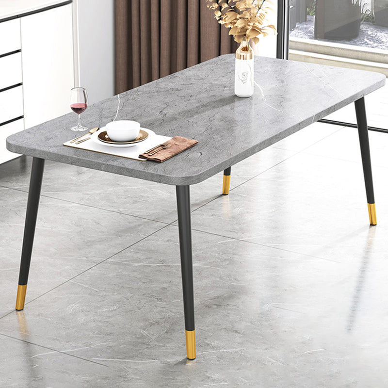 Industrial Style MDF Dining Table 4 Legs Carbon Steel Base Rectangle Table for Home Clearhalo ' dining_table' 'Dining Tables & Seating' 'Dining Tables' 'furn' 'furn_dining_table' 'Furniture' 'furniture_dining_table' 'Kitchen & Dining Furniture' 'kitchen&dining_furn' 'kitchen' 'kitchen_dining_table' 3885920