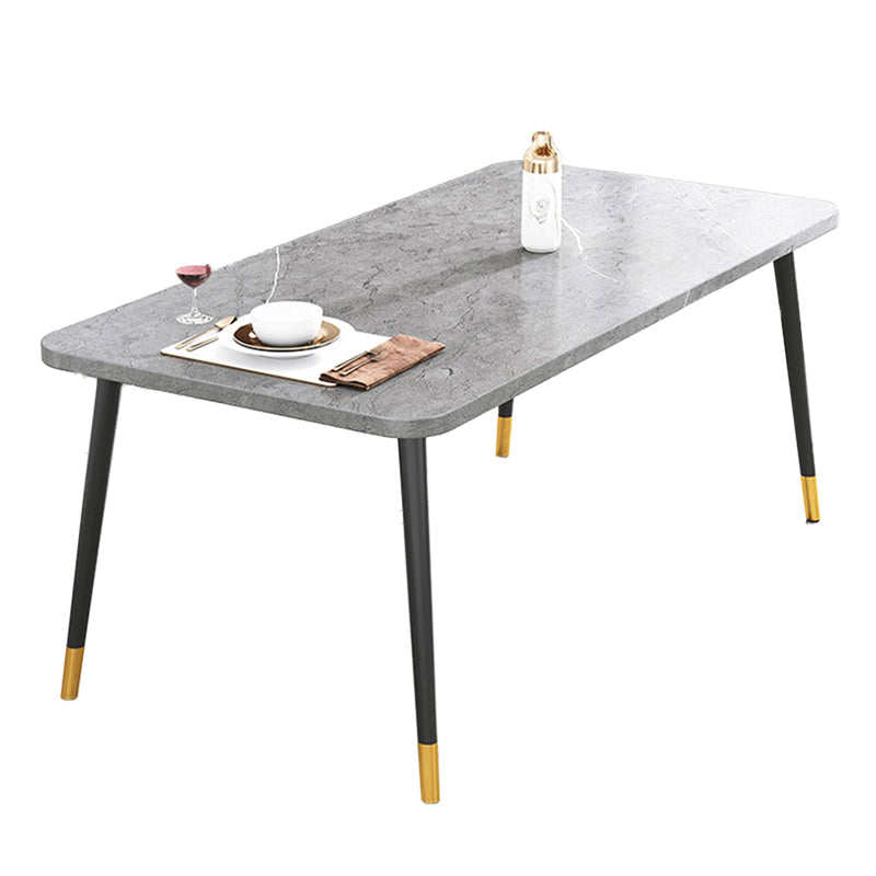 Industrial Style MDF Dining Table 4 Legs Carbon Steel Base Rectangle Table for Home Gray Without Chairs Clearhalo ' dining_table' 'Dining Tables & Seating' 'Dining Tables' 'furn' 'furn_dining_table' 'Furniture' 'furniture_dining_table' 'Kitchen & Dining Furniture' 'kitchen&dining_furn' 'kitchen' 'kitchen_dining_table' 3885922