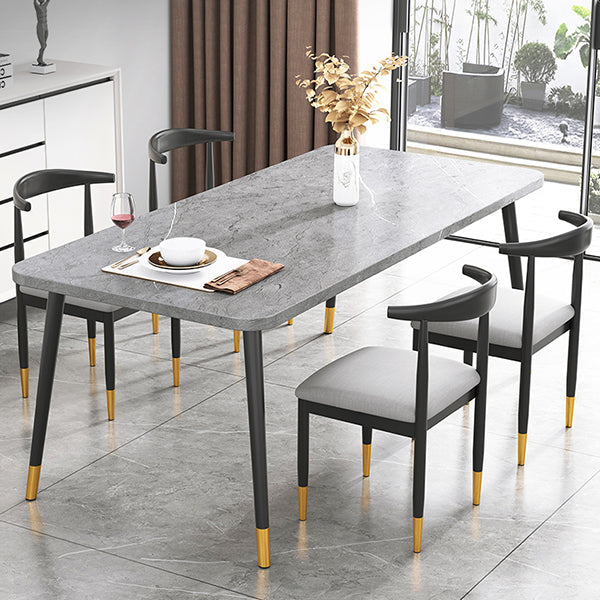 Industrial Style MDF Dining Table 4 Legs Carbon Steel Base Rectangle Table for Home Clearhalo ' dining_table' 'Dining Tables & Seating' 'Dining Tables' 'furn' 'furn_dining_table' 'Furniture' 'furniture_dining_table' 'Kitchen & Dining Furniture' 'kitchen&dining_furn' 'kitchen' 'kitchen_dining_table' 3885928