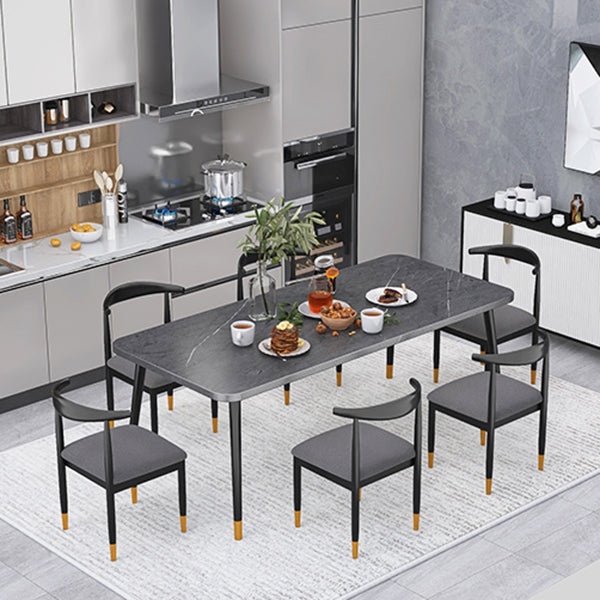 Industrial Style MDF Dining Table 4 Legs Carbon Steel Base Rectangle Table for Home Clearhalo ' dining_table' 'Dining Tables & Seating' 'Dining Tables' 'furn' 'furn_dining_table' 'Furniture' 'furniture_dining_table' 'Kitchen & Dining Furniture' 'kitchen&dining_furn' 'kitchen' 'kitchen_dining_table' 3885929