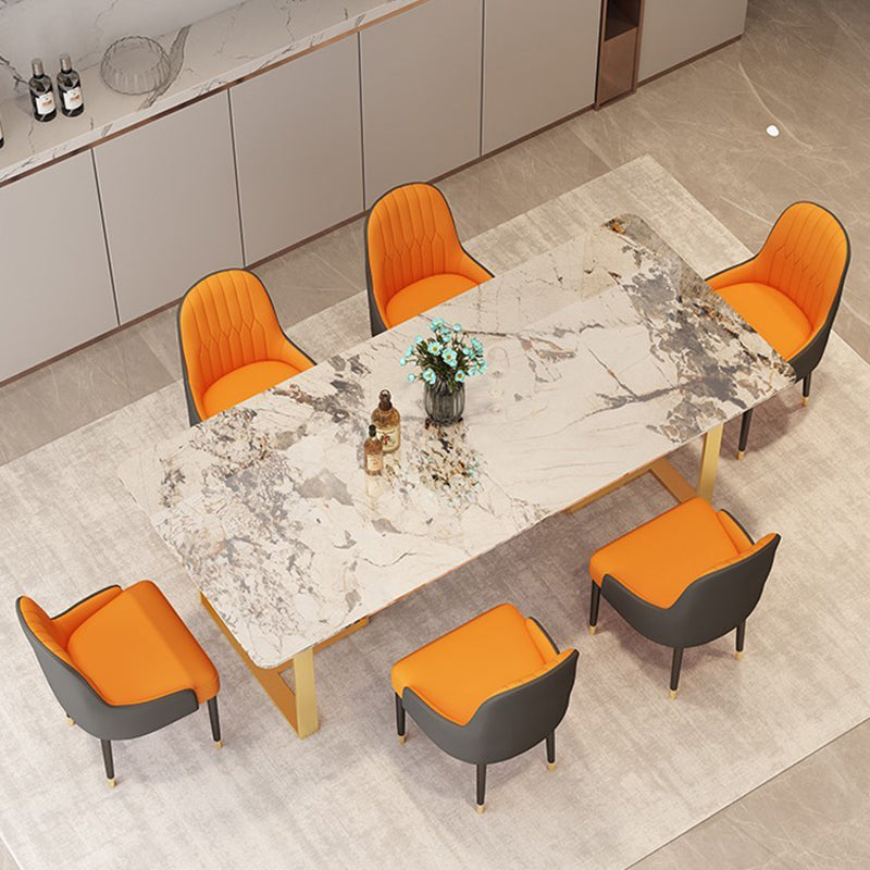 Metal Traditional Luxury Rectangular Table Sintered Stone Indoor Table with Sled Base Clearhalo ' dining_table' 'Dining Tables & Seating' 'Dining Tables' 'furn' 'furn_dining_table' 'Furniture' 'furniture_dining_table' 'Kitchen & Dining Furniture' 'kitchen&dining_furn' 'kitchen' 'kitchen_dining_table' 3885945