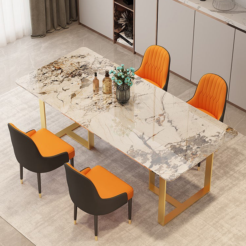 Metal Traditional Luxury Rectangular Table Sintered Stone Indoor Table with Sled Base Clearhalo ' dining_table' 'Dining Tables & Seating' 'Dining Tables' 'furn' 'furn_dining_table' 'Furniture' 'furniture_dining_table' 'Kitchen & Dining Furniture' 'kitchen&dining_furn' 'kitchen' 'kitchen_dining_table' 3885947