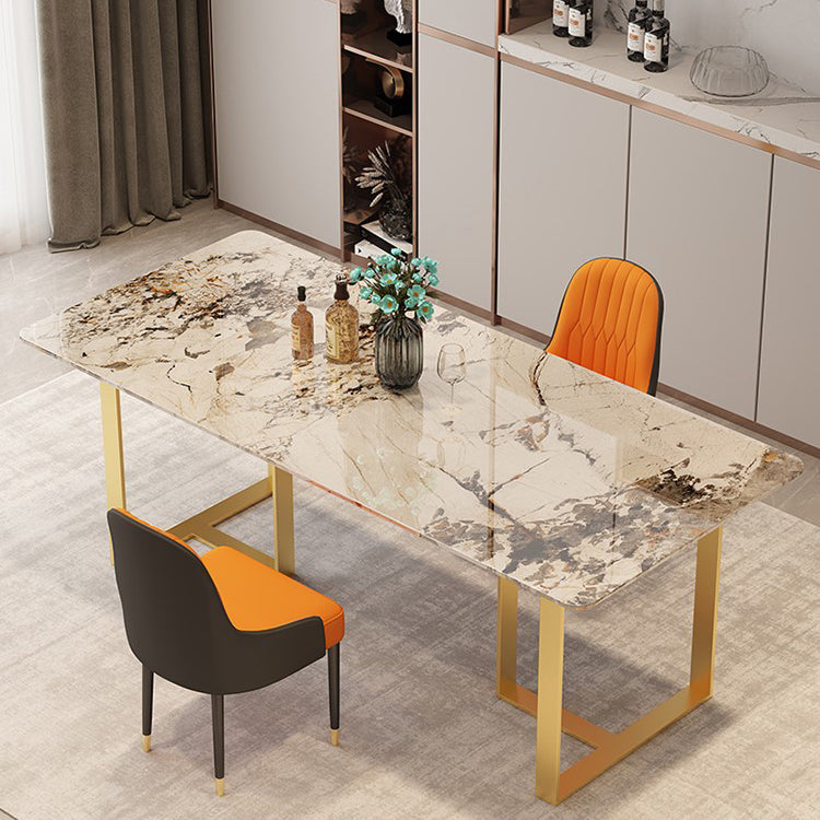 Metal Traditional Luxury Rectangular Table Sintered Stone Indoor Table with Sled Base Clearhalo ' dining_table' 'Dining Tables & Seating' 'Dining Tables' 'furn' 'furn_dining_table' 'Furniture' 'furniture_dining_table' 'Kitchen & Dining Furniture' 'kitchen&dining_furn' 'kitchen' 'kitchen_dining_table' 3885953