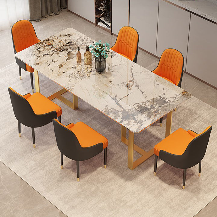 Metal Traditional Luxury Rectangular Table Sintered Stone Indoor Table with Sled Base Clearhalo ' dining_table' 'Dining Tables & Seating' 'Dining Tables' 'furn' 'furn_dining_table' 'Furniture' 'furniture_dining_table' 'Kitchen & Dining Furniture' 'kitchen&dining_furn' 'kitchen' 'kitchen_dining_table' 3885957