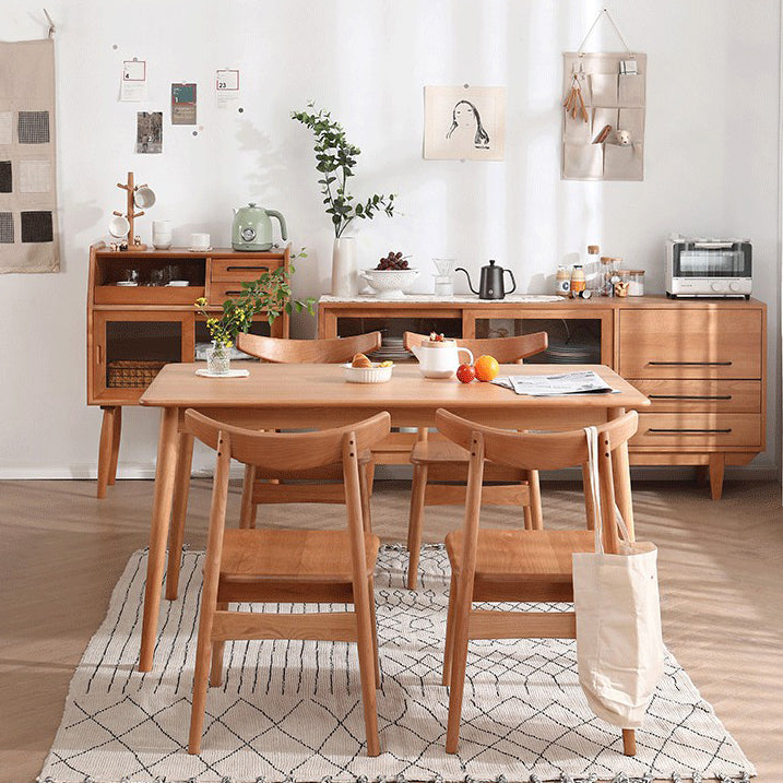 Modern Style 4 Legs Dining Table Solid Wood Dining Room Collection for Indoor Clearhalo ' dining_table' 'Dining Tables & Seating' 'Dining Tables' 'furn' 'furn_dining_table' 'Furniture' 'furniture_dining_table' 'Kitchen & Dining Furniture' 'kitchen&dining_furn' 'kitchen' 'kitchen_dining_table' 3885969