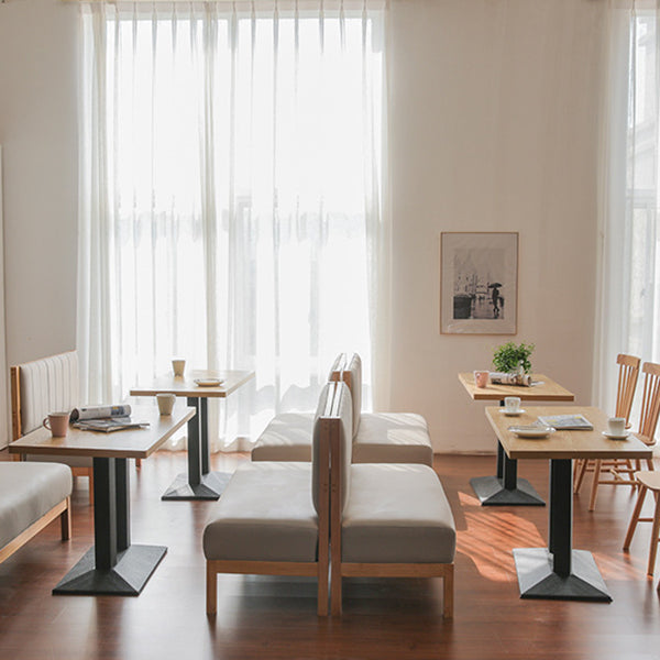 Modern Wood Dinner Room Kitchen Table Brown Table with Black Frame for Dining Room Clearhalo ' dining_table' 'Dining Tables & Seating' 'Dining Tables' 'furn' 'furn_dining_table' 'Furniture' 'furniture_dining_table' 'Kitchen & Dining Furniture' 'kitchen&dining_furn' 'kitchen' 'kitchen_dining_table' 3885979