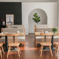 Modern Wood Dinner Room Kitchen Table Brown Table with Black Frame for Dining Room Clearhalo ' dining_table' 'Dining Tables & Seating' 'Dining Tables' 'furn' 'furn_dining_table' 'Furniture' 'furniture_dining_table' 'Kitchen & Dining Furniture' 'kitchen&dining_furn' 'kitchen' 'kitchen_dining_table' 3885980