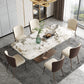 Metal Contemporary Rectangular Dining Table Sintered Stone Table with Pedestal Clearhalo ' dining_table' 'Dining Tables & Seating' 'Dining Tables' 'furn' 'furn_dining_table' 'Furniture' 'furniture_dining_table' 'Kitchen & Dining Furniture' 'kitchen&dining_furn' 'kitchen' 'kitchen_dining_table' 3885988
