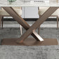 Metal Contemporary Rectangular Dining Table Sintered Stone Table with Pedestal Clearhalo ' dining_table' 'Dining Tables & Seating' 'Dining Tables' 'furn' 'furn_dining_table' 'Furniture' 'furniture_dining_table' 'Kitchen & Dining Furniture' 'kitchen&dining_furn' 'kitchen' 'kitchen_dining_table' 3885989