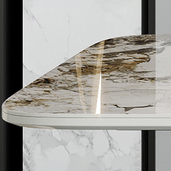 Metal Contemporary Rectangular Dining Table Sintered Stone Table with Pedestal Clearhalo ' dining_table' 'Dining Tables & Seating' 'Dining Tables' 'furn' 'furn_dining_table' 'Furniture' 'furniture_dining_table' 'Kitchen & Dining Furniture' 'kitchen&dining_furn' 'kitchen' 'kitchen_dining_table' 3885991