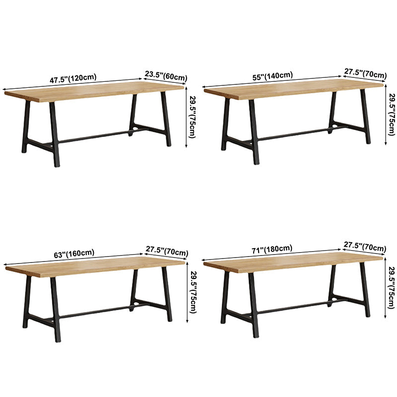 Industrial Solid Wood Rectangle Dining Khaki Standard Dining Table with Trestle Base Clearhalo ' dining_table' 'Dining Tables & Seating' 'Dining Tables' 'furn' 'furn_dining_table' 'Furniture' 'furniture_dining_table' 'Kitchen & Dining Furniture' 'kitchen&dining_furn' 'kitchen' 'kitchen_dining_table' 3886012