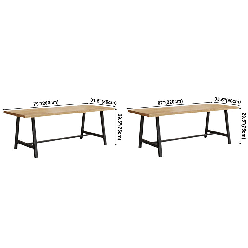 Industrial Solid Wood Rectangle Dining Khaki Standard Dining Table with Trestle Base Clearhalo ' dining_table' 'Dining Tables & Seating' 'Dining Tables' 'furn' 'furn_dining_table' 'Furniture' 'furniture_dining_table' 'Kitchen & Dining Furniture' 'kitchen&dining_furn' 'kitchen' 'kitchen_dining_table' 3886013