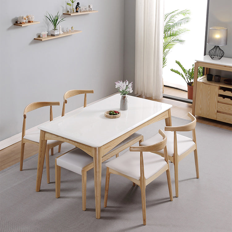 Simple Style Marble Dining Table 4 Legs Base Rectangle Table for Kitchen Clearhalo ' dining_table' 'Dining Tables & Seating' 'Dining Tables' 'furn' 'furn_dining_table' 'Furniture' 'furniture_dining_table' 'Kitchen & Dining Furniture' 'kitchen&dining_furn' 'kitchen' 'kitchen_dining_table' 3886036