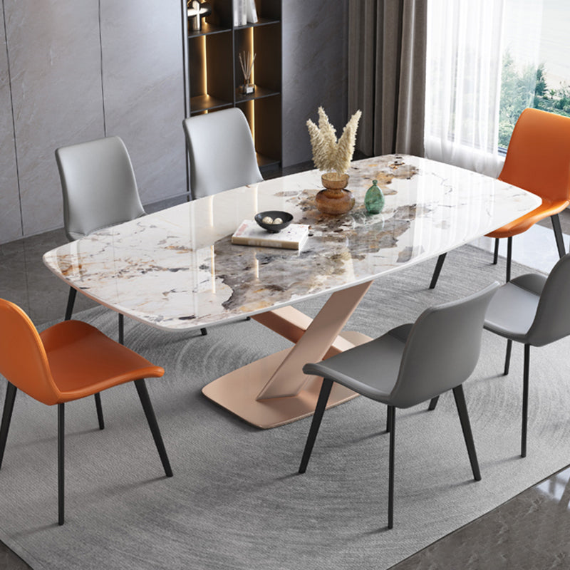 Rectangle Luxury Dining Table Four-Color Fixed Table with Sintered Stone Brown Without Chairs Clearhalo ' dining_table' 'Dining Tables & Seating' 'Dining Tables' 'furn' 'furn_dining_table' 'Furniture' 'furniture_dining_table' 'Kitchen & Dining Furniture' 'kitchen&dining_furn' 'kitchen' 'kitchen_dining_table' 3886039
