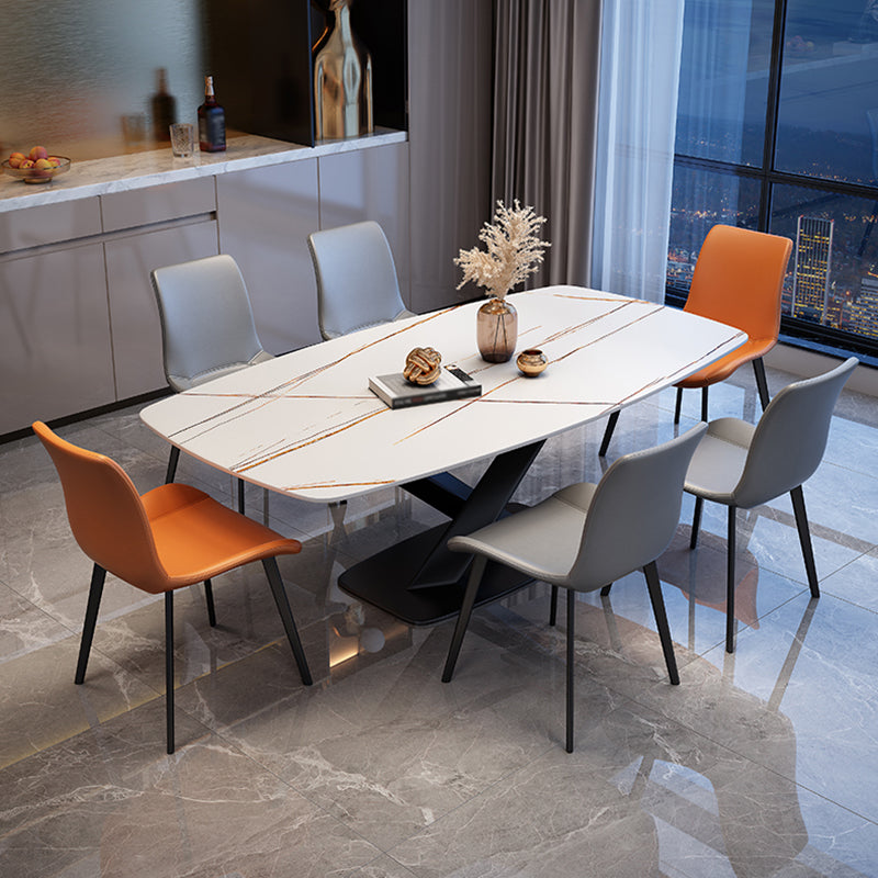 Rectangle Luxury Dining Table Four-Color Fixed Table with Sintered Stone White Without Chairs Clearhalo ' dining_table' 'Dining Tables & Seating' 'Dining Tables' 'furn' 'furn_dining_table' 'Furniture' 'furniture_dining_table' 'Kitchen & Dining Furniture' 'kitchen&dining_furn' 'kitchen' 'kitchen_dining_table' 3886040