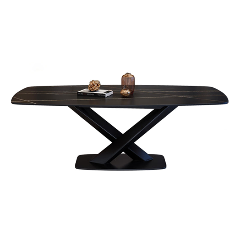Rectangle Luxury Dining Table Four-Color Fixed Table with Sintered Stone Black Without Chairs Clearhalo ' dining_table' 'Dining Tables & Seating' 'Dining Tables' 'furn' 'furn_dining_table' 'Furniture' 'furniture_dining_table' 'Kitchen & Dining Furniture' 'kitchen&dining_furn' 'kitchen' 'kitchen_dining_table' 3886043