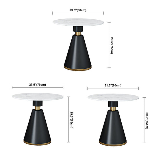 Traditional Luxury Sintered Stone Dinner Table White Round Table with Pedestal Base