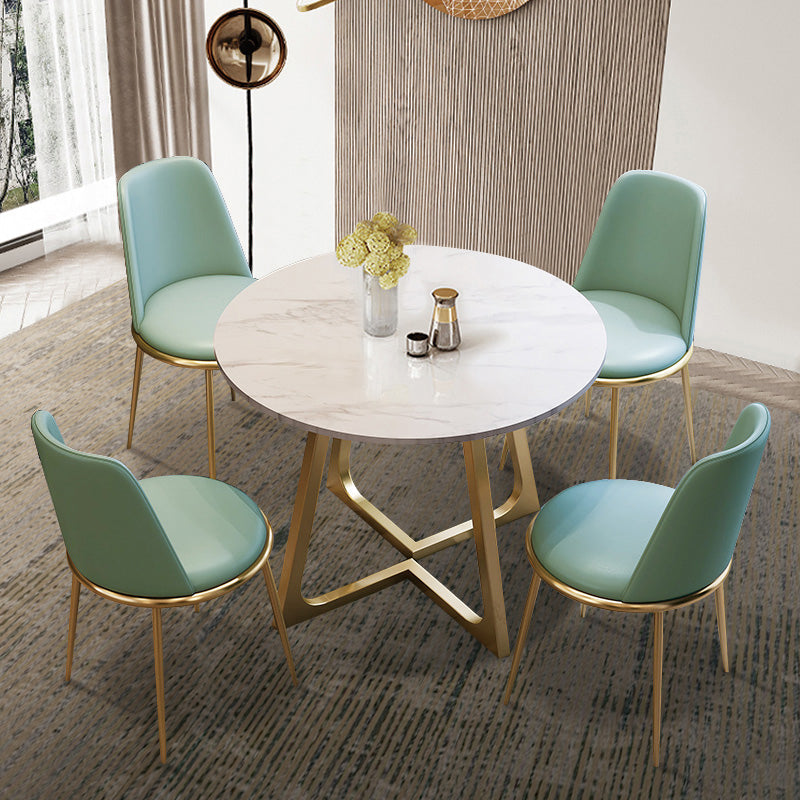 Traditional Luxury Sintered Stone Dinner Table White Round Table with Gold Frame Clearhalo ' dining_table' 'Dining Tables & Seating' 'Dining Tables' 'furn' 'furn_dining_table' 'Furniture' 'furniture_dining_table' 'Kitchen & Dining Furniture' 'kitchen&dining_furn' 'kitchen' 'kitchen_dining_table' 3886086