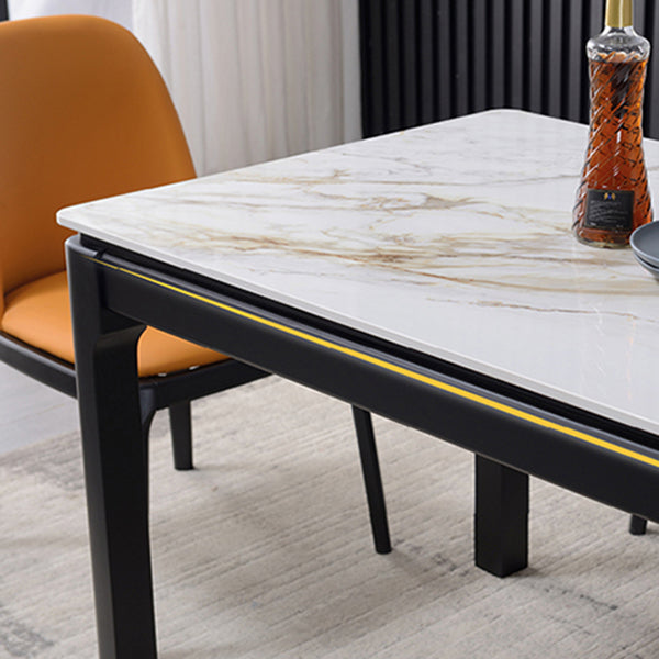 Contemporary Style Sintered Stone Dining Table 4 Legs Wood Base Rectangle Table for Home Clearhalo ' dining_table' 'Dining Tables & Seating' 'Dining Tables' 'furn' 'furn_dining_table' 'Furniture' 'furniture_dining_table' 'Kitchen & Dining Furniture' 'kitchen&dining_furn' 'kitchen' 'kitchen_dining_table' 3886097