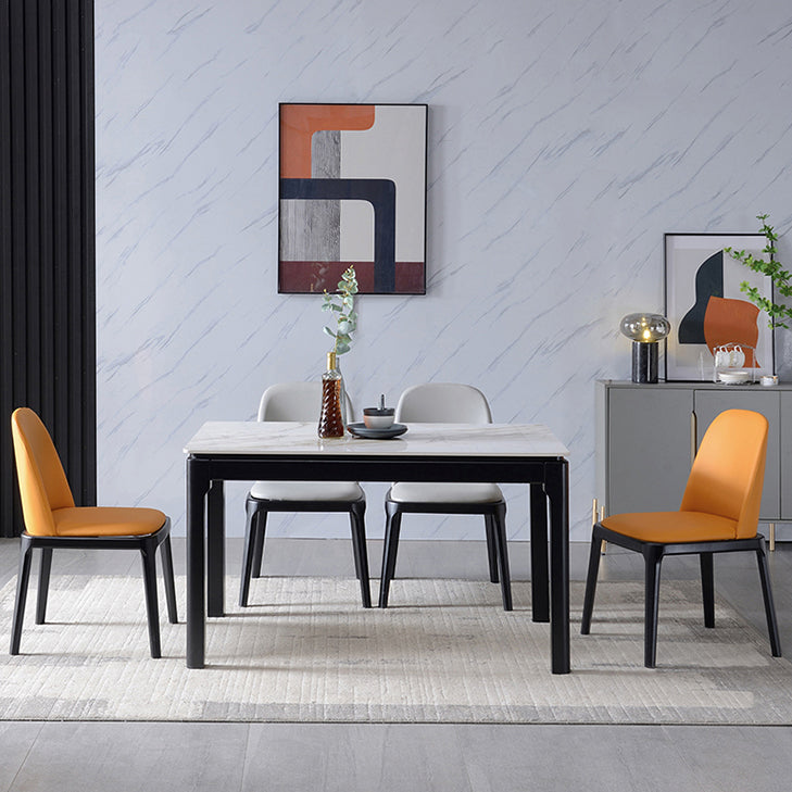 Contemporary Style Sintered Stone Dining Table 4 Legs Wood Base Rectangle Table for Home Clearhalo ' dining_table' 'Dining Tables & Seating' 'Dining Tables' 'furn' 'furn_dining_table' 'Furniture' 'furniture_dining_table' 'Kitchen & Dining Furniture' 'kitchen&dining_furn' 'kitchen' 'kitchen_dining_table' 3886099