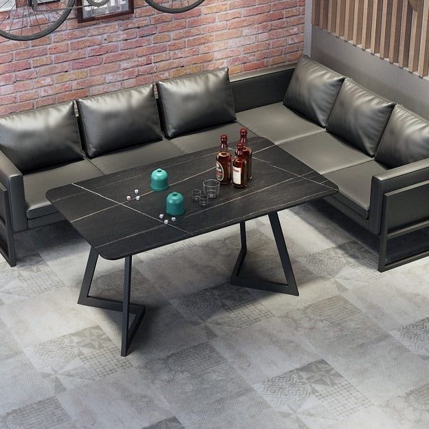 Metal Industrial Rectangle Indoor Table Sintered Stone Table for Kitchen and Dining Room Clearhalo ' dining_table' 'Dining Tables & Seating' 'Dining Tables' 'furn' 'furn_dining_table' 'Furniture' 'furniture_dining_table' 'Kitchen & Dining Furniture' 'kitchen&dining_furn' 'kitchen' 'kitchen_dining_table' 3886115