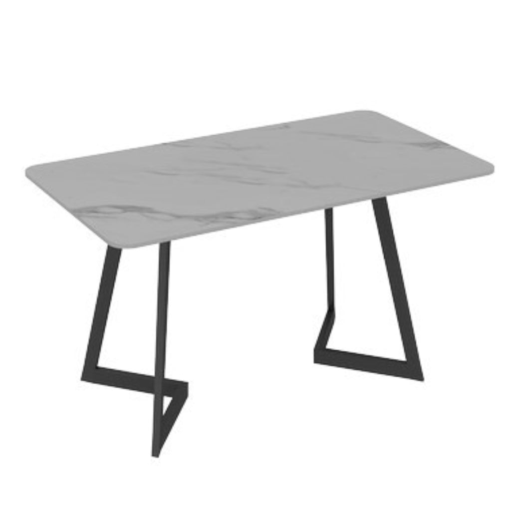 Metal Industrial Rectangle Indoor Table Sintered Stone Table for Kitchen and Dining Room White Without Chairs Clearhalo ' dining_table' 'Dining Tables & Seating' 'Dining Tables' 'furn' 'furn_dining_table' 'Furniture' 'furniture_dining_table' 'Kitchen & Dining Furniture' 'kitchen&dining_furn' 'kitchen' 'kitchen_dining_table' 3886118