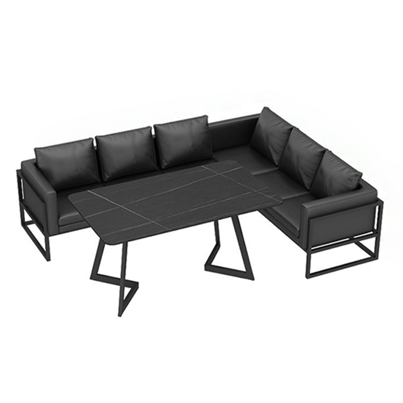 Metal Industrial Rectangle Indoor Table Sintered Stone Table for Kitchen and Dining Room Clearhalo ' dining_table' 'Dining Tables & Seating' 'Dining Tables' 'furn' 'furn_dining_table' 'Furniture' 'furniture_dining_table' 'Kitchen & Dining Furniture' 'kitchen&dining_furn' 'kitchen' 'kitchen_dining_table' 3886121