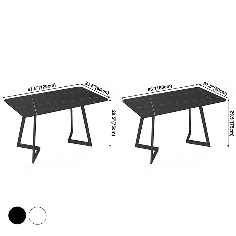Metal Industrial Rectangle Indoor Table Sintered Stone Table for Kitchen and Dining Room Clearhalo ' dining_table' 'Dining Tables & Seating' 'Dining Tables' 'furn' 'furn_dining_table' 'Furniture' 'furniture_dining_table' 'Kitchen & Dining Furniture' 'kitchen&dining_furn' 'kitchen' 'kitchen_dining_table' 3886123